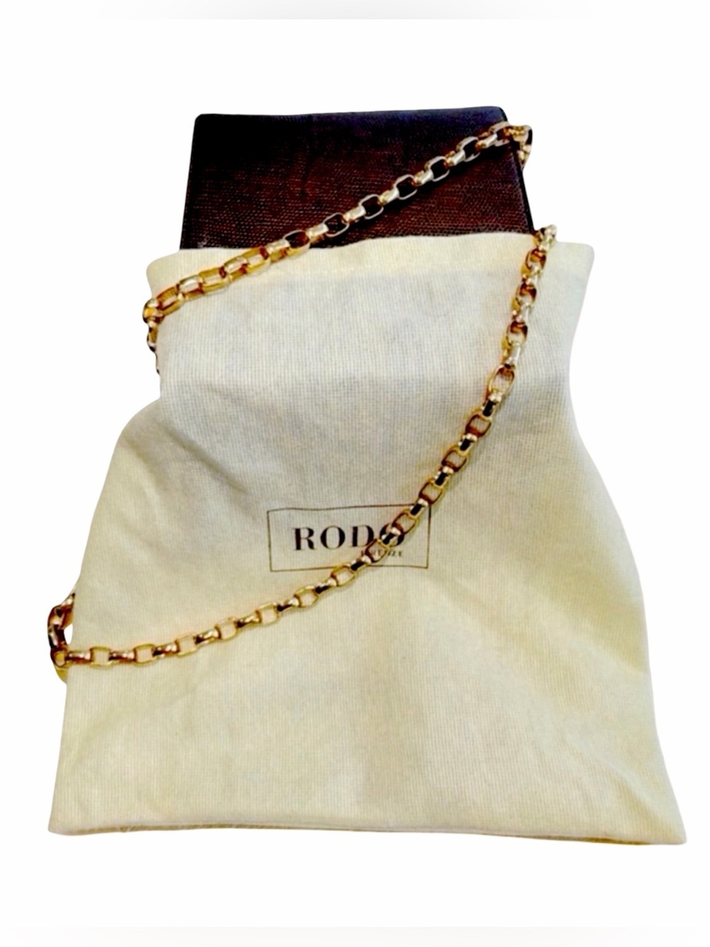 RODO Italy Structured Hard Case Evening Bag I Gold Link Strap | NWOT - Picture 11 of 12